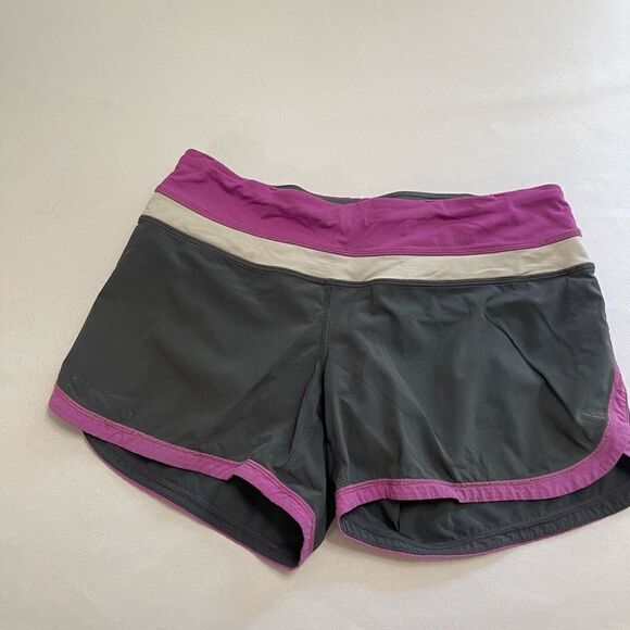 Lululemon 4 Groovy Run Short Violaceous Purple Coal Gray Iris Pink EUC! Rare! - Picture 1 of 8